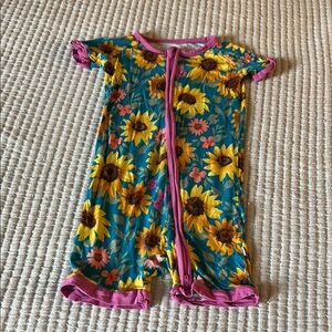Little Sleepies Floral Romper with Pink Trim